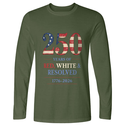 250 Red White and Resolved Long Sleeve T-Shirt