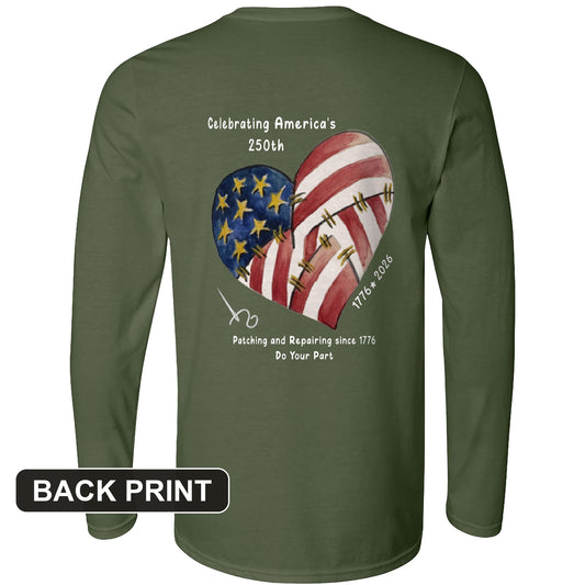 250th Heart Back Print Long Sleeve T-Shirt