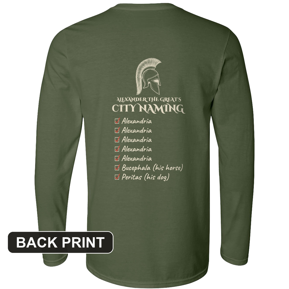 Alexander City Naming Back Print Long Sleeve T-Shirt