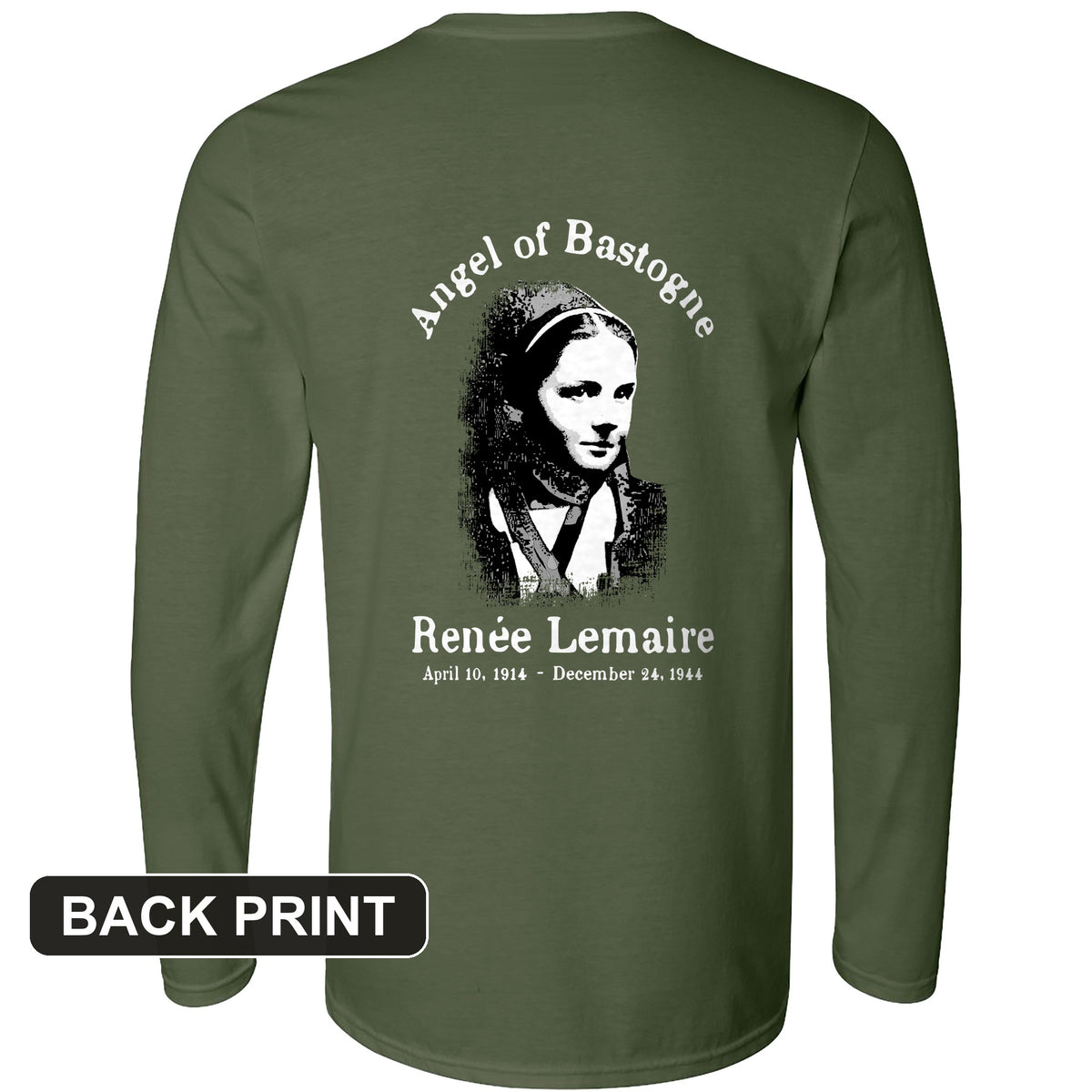 Angel of Bastogne Back Print Long Sleeve T-Shirt