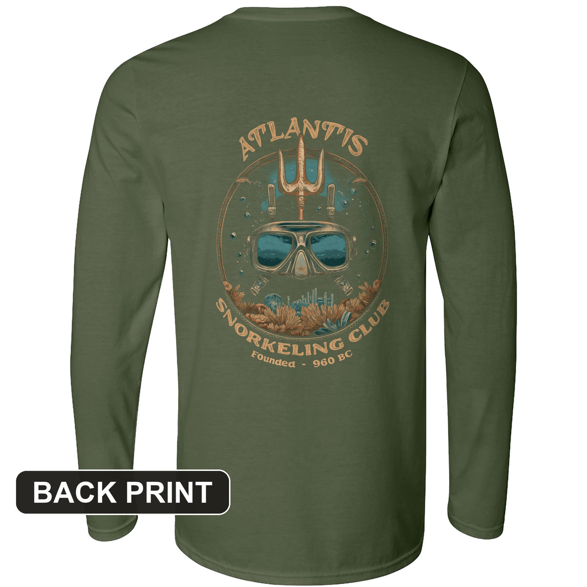 Atlantis Back Print Long Sleeve T-Shirt