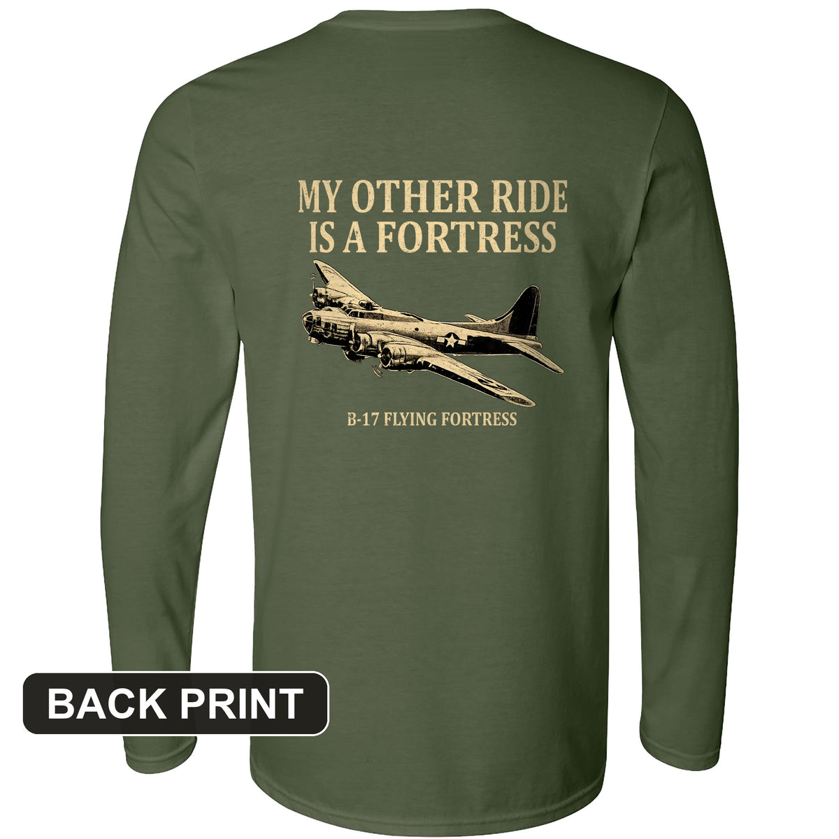 B-17 Back Print Long Sleeve T-Shirt