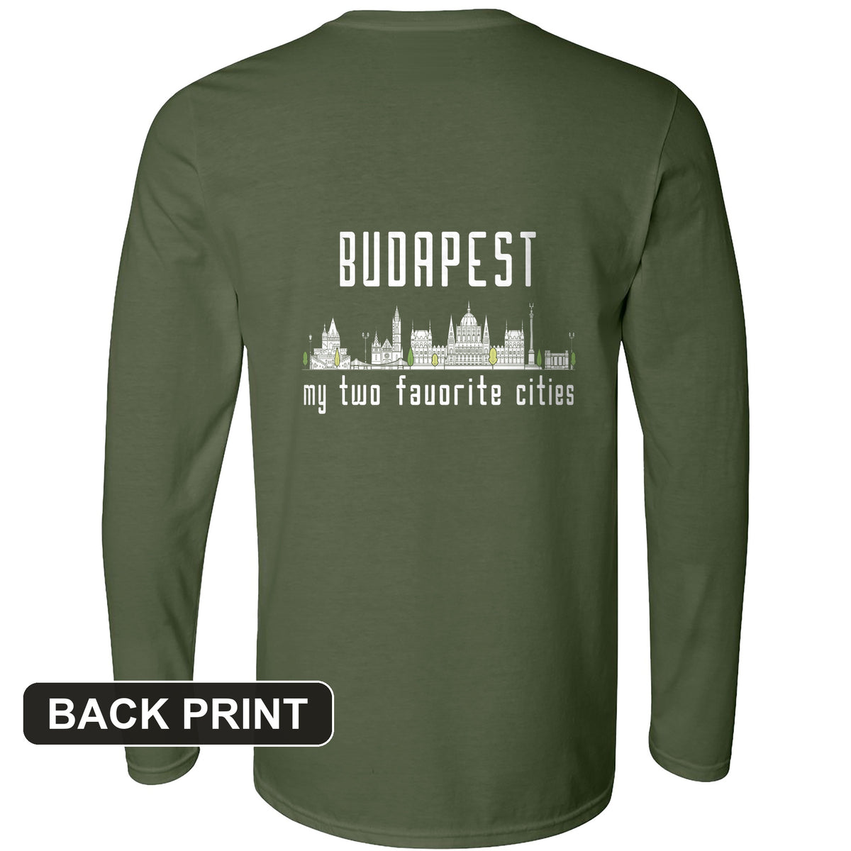 Budapest 2 Back Print Long Sleeve T-Shirt