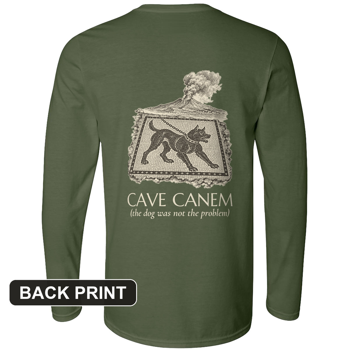 Cave Canem The Dog Was Not The Problem Back Print Long Sleeve T-Shirt