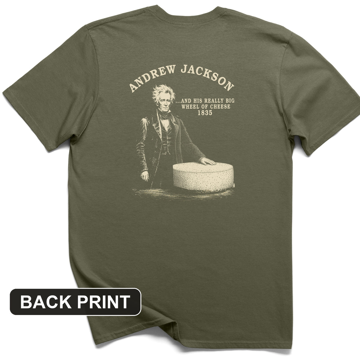 Cheese Wheel Back Print T-Shirt