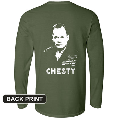 Chesty Puller Back Print Long Sleeve T-Shirt