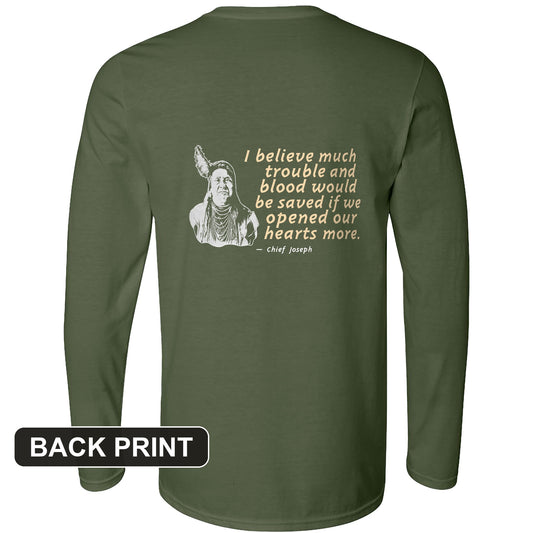 Chief Joseph Open Hearts Back Print Long Sleeve T-Shirt