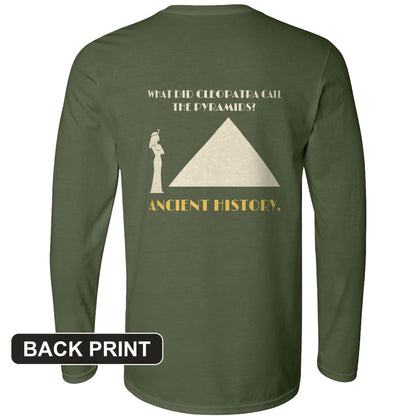Cleopatra Ancient History Back Print Long Sleeve T-Shirt
