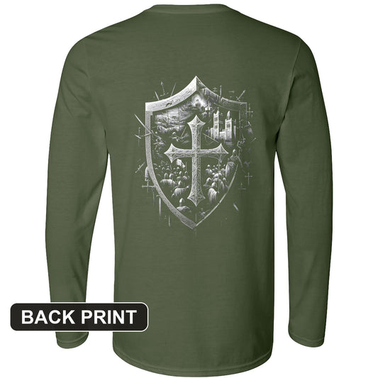 Crusader's Last Shield Back Print Long Sleeve T-Shirt
