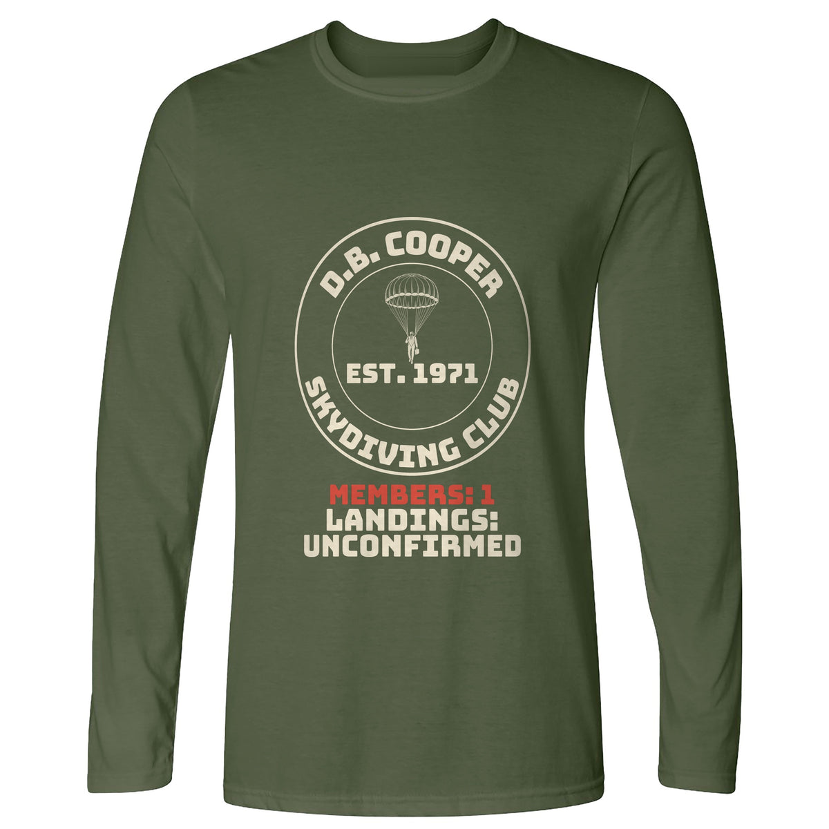 DB Cooper Skydiving Club Long Sleeve T-Shirt