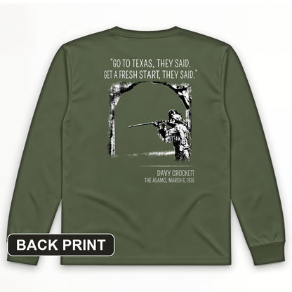 Davy Crockett Back Print Long Sleeve T-Shirt