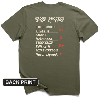 Declaration Of Independence Group Project Back Print T-Shirt