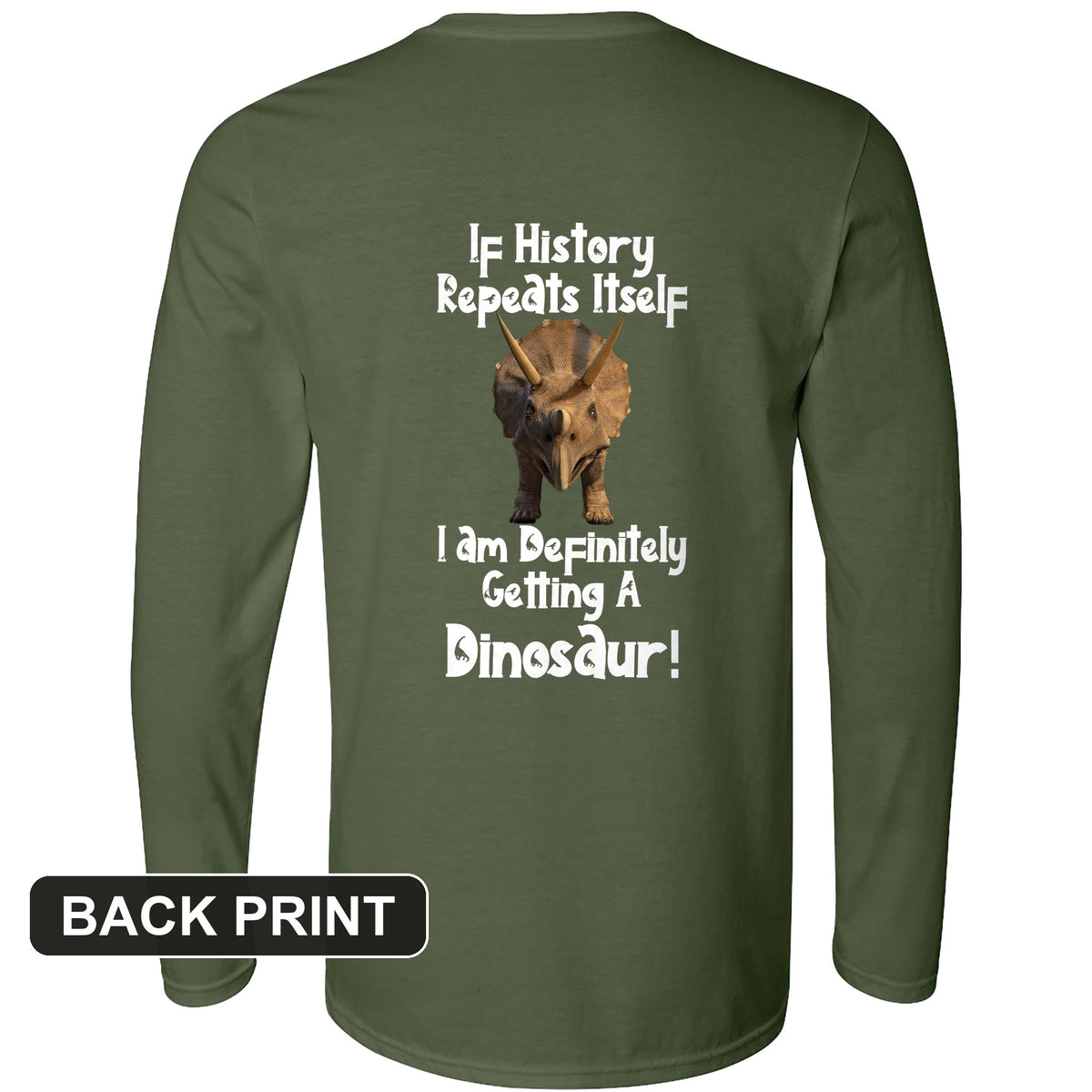 Dinosaur Back Print Long Sleeve T-Shirt