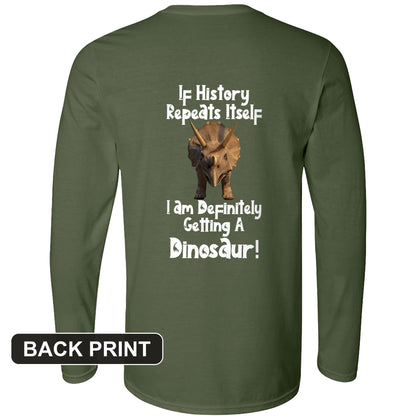 Dinosaur Back Print Long Sleeve T-Shirt