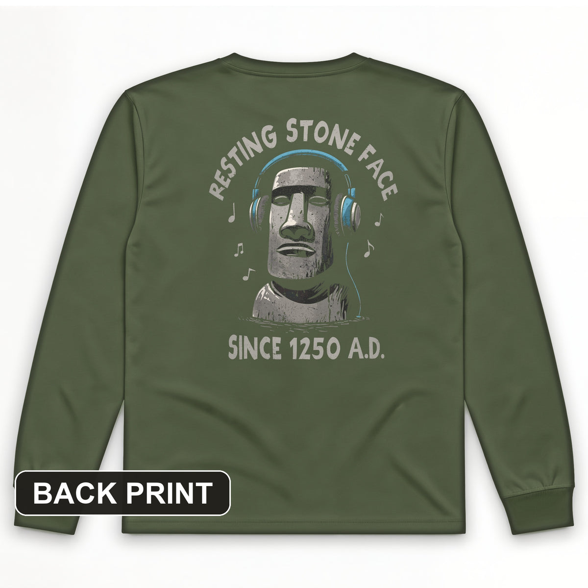 Easter Island Back Print Long Sleeve T-Shirt
