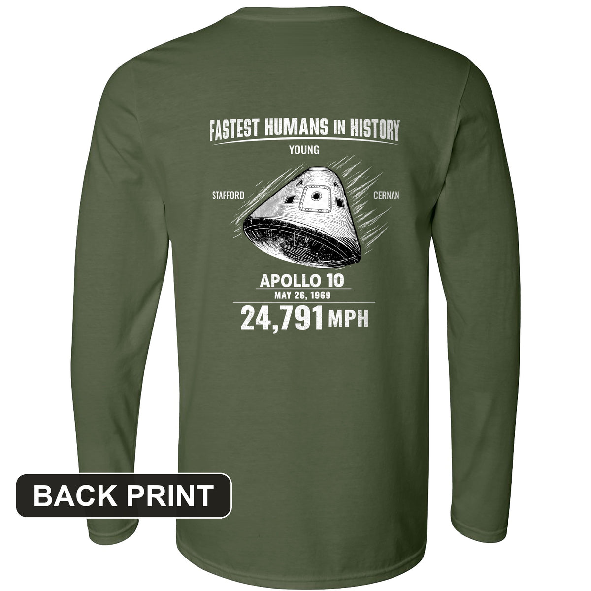 Fastest Humans Back Print Long Sleeve T-Shirt