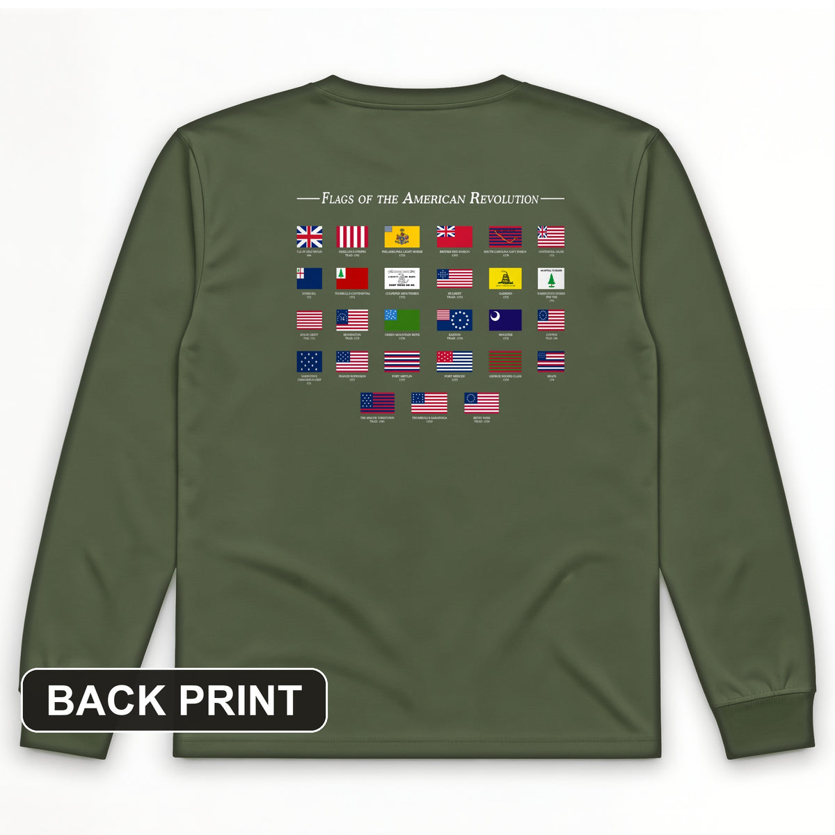 Flags Of The Revolution Back Print Long Sleeve T-Shirt