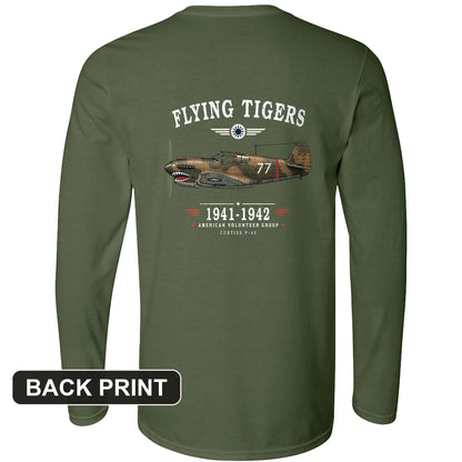 Flying Tigers Back Print Long Sleeve T-Shirt