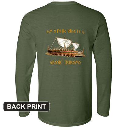 Greek Trireme Back Print Long Sleeve T-Shirt