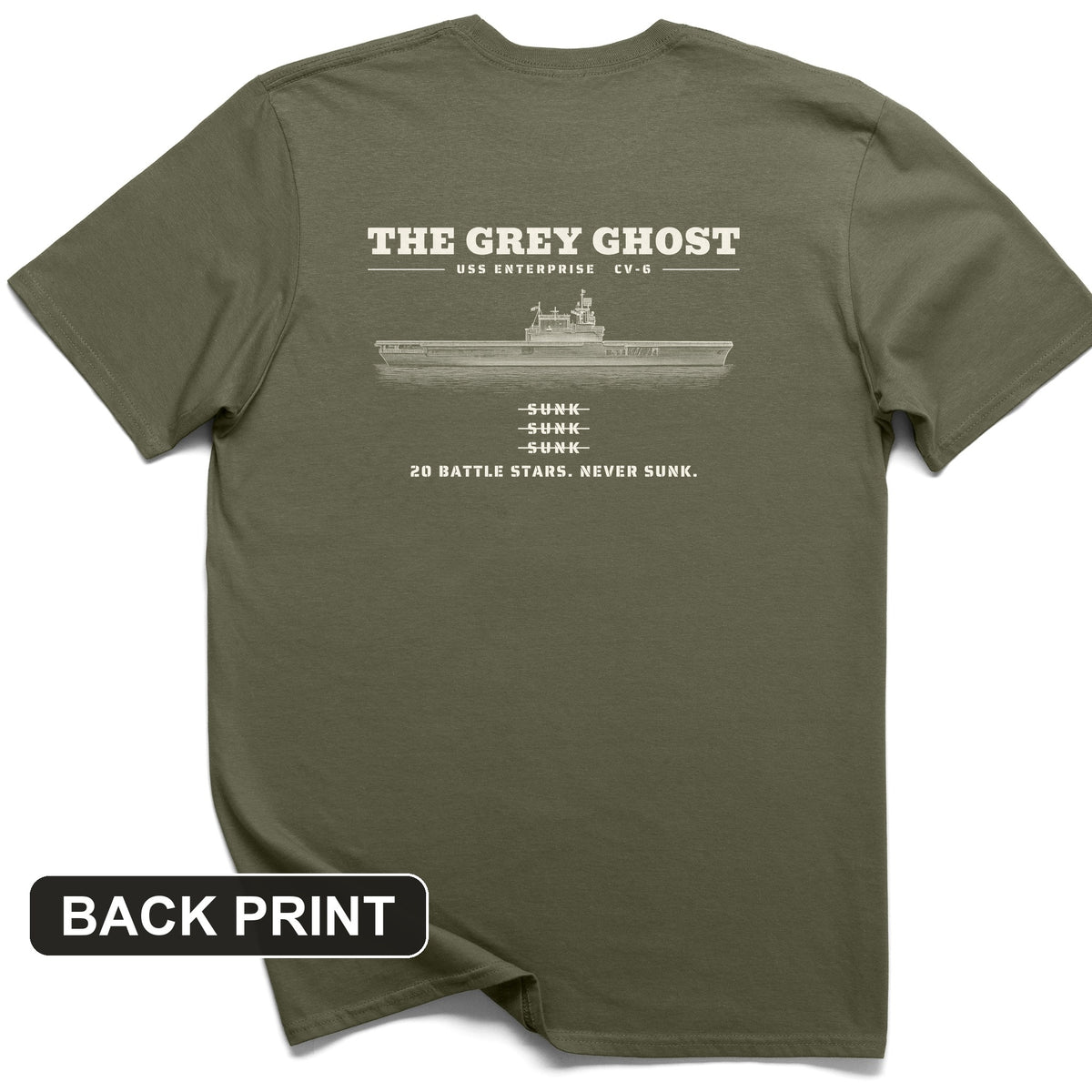 Grey Ghost Back Print T-Shirt