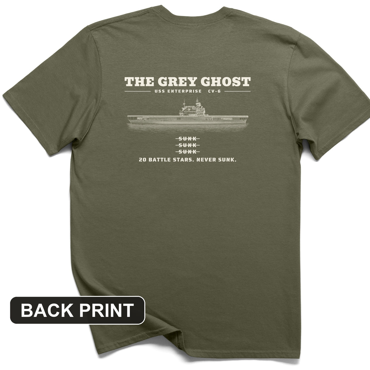Grey Ghost Back Print T-Shirt