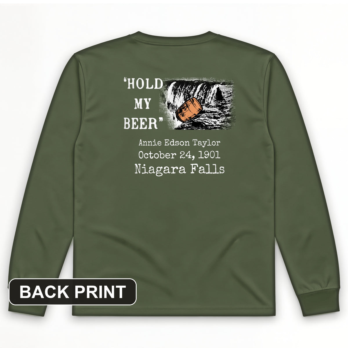 Hold My Beer Back Print Long Sleeve T-Shirt