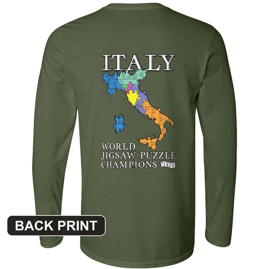 Italy Jigsaw Puzzle Back Print Long Sleeve T-Shirt