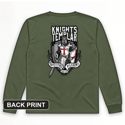 Knights Templar Back Print Long Sleeve T-Shirt