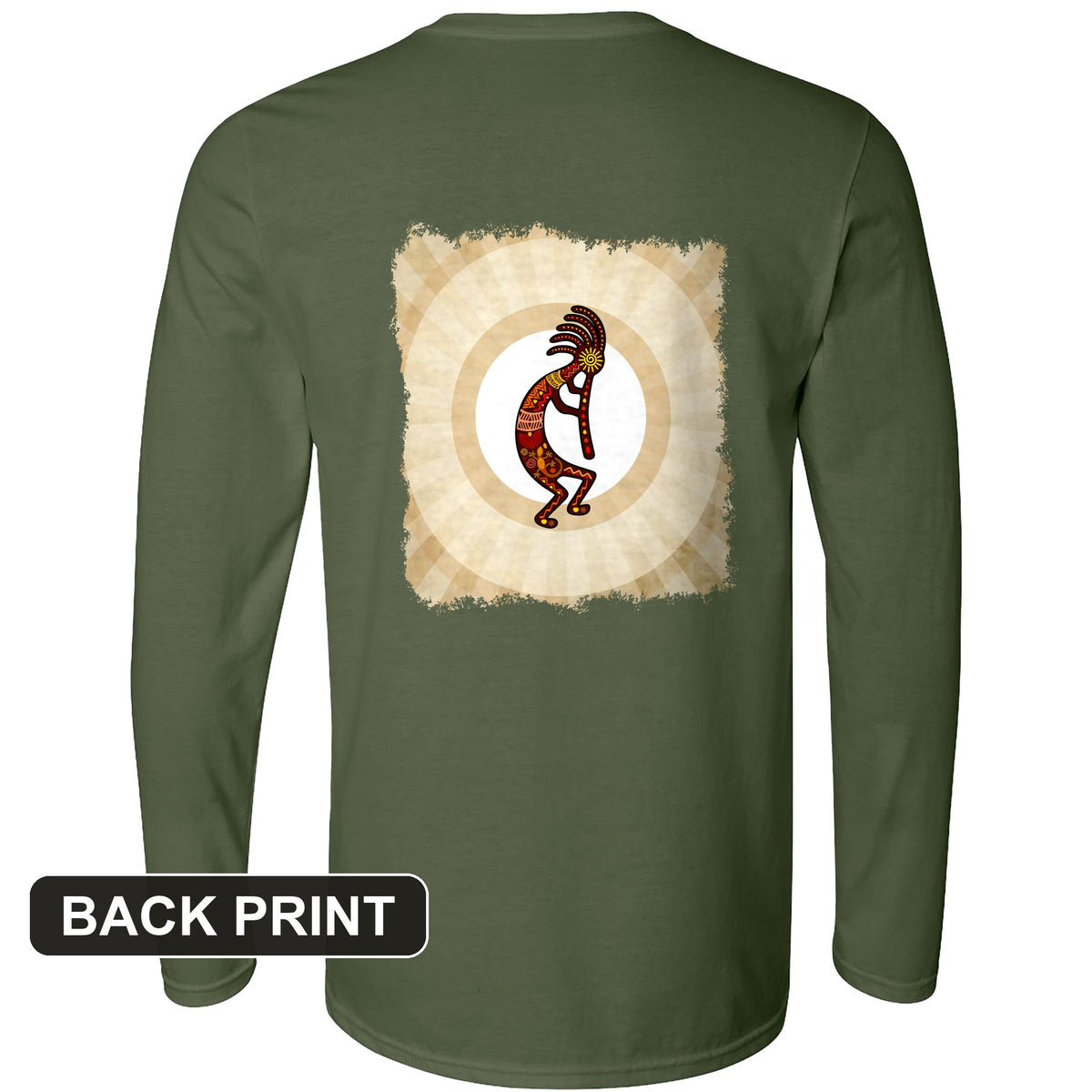 Kokopelli Back Print Long Sleeve T-Shirt