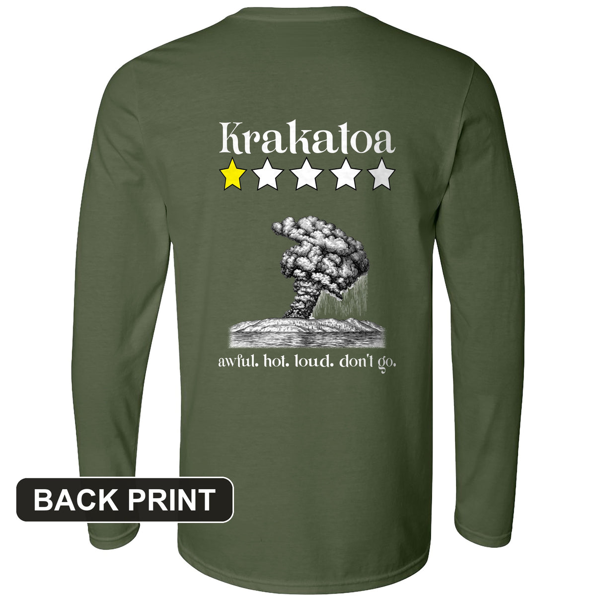 Krakatoa 1 Star Back Print Long Sleeve T-Shirt