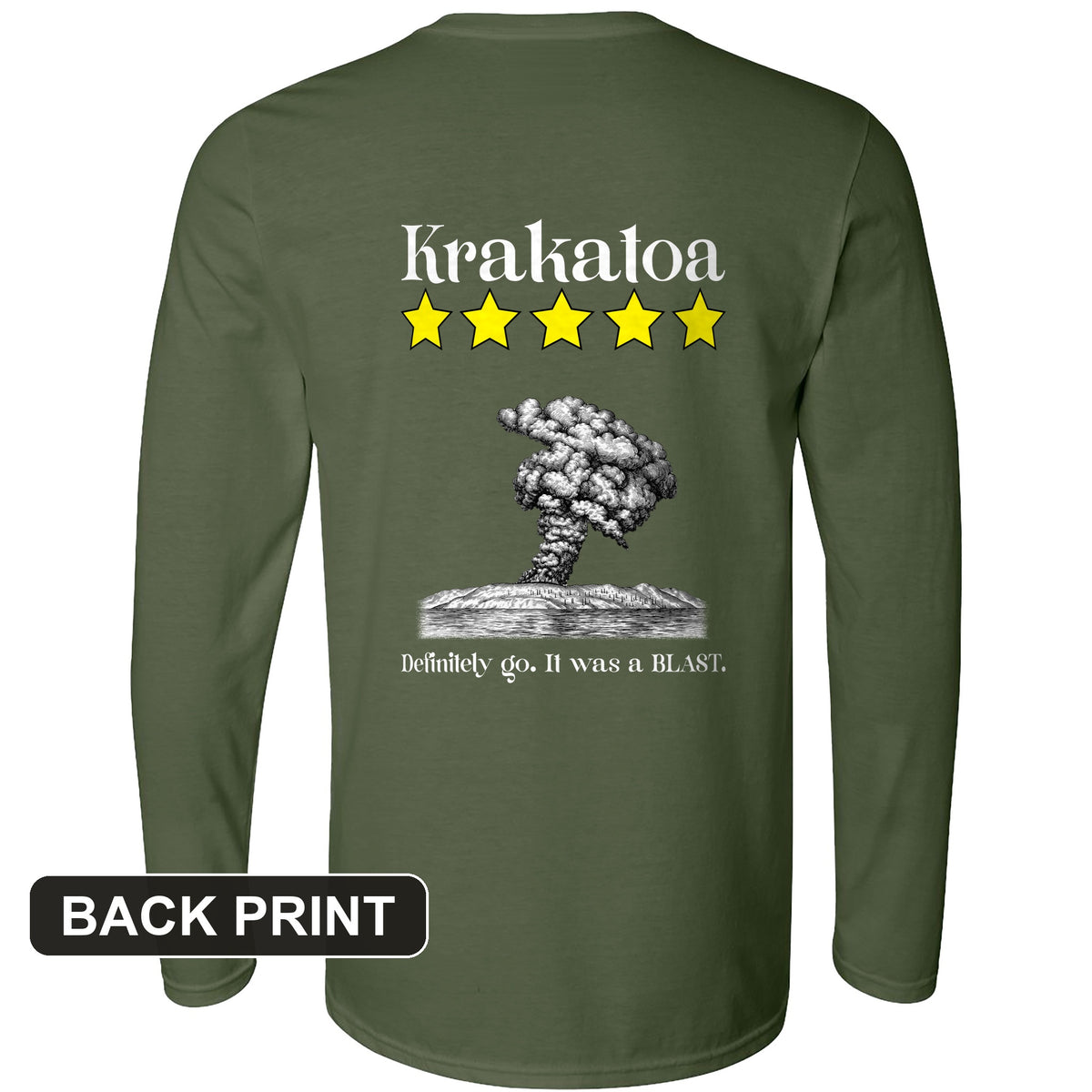 Krakatoa 5 Star Back Print Long Sleeve T-Shirt