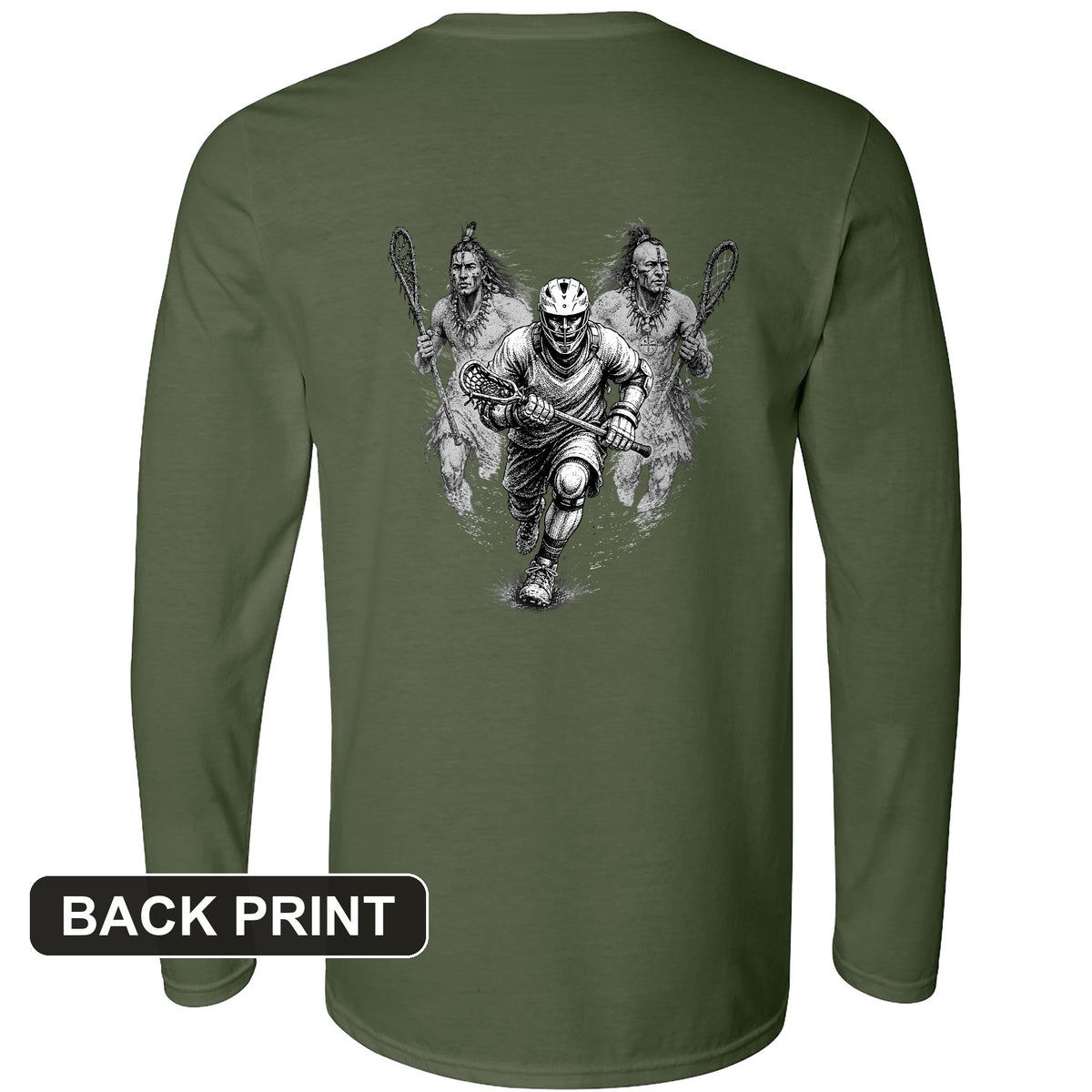 Lacrosse Back Print Long Sleeve T-Shirt