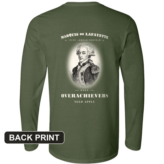 Marquis de Lafayette Study Abroad Program Back Print Long Sleeve T-Shirt