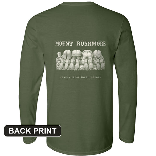 Mount Rushmore As Seen From South Dakota Back Print Long Sleeve T-Shirt