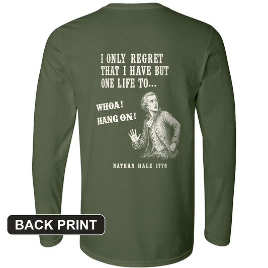 Nathan Hale Whoa Hang On Back Print Long Sleeve T-Shirt