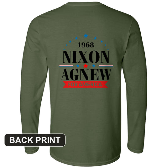 Nixon Agnew 1968 Back Print Long Sleeve T-Shirt