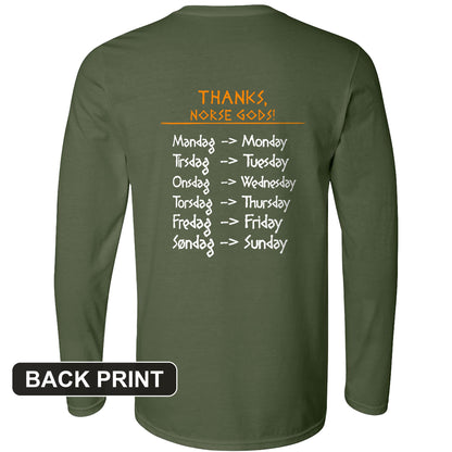 Nordic Gods Days Of The Week Back Print Long Sleeve T-Shirt