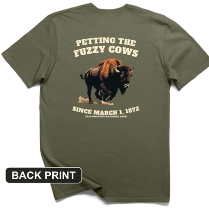 Petting The Fuzzy Cows Back Print T-Shirt