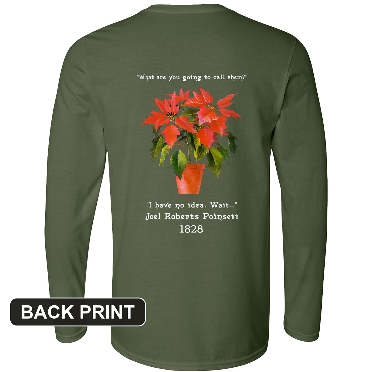 Poinsettias Back Print Long Sleeve T-Shirt