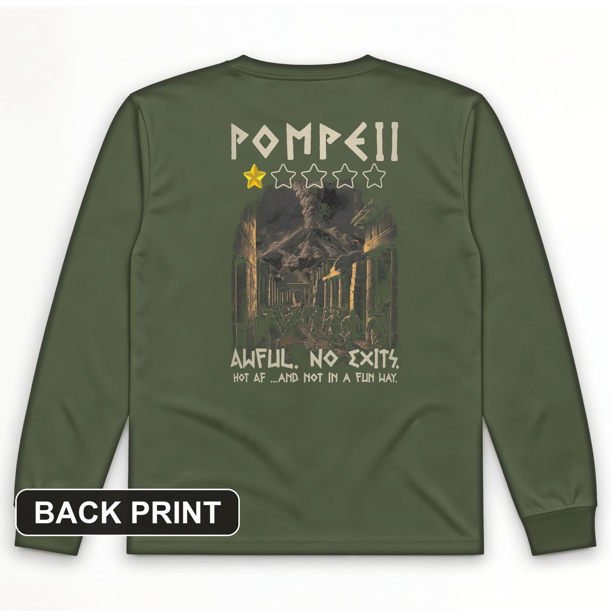 Pompeii 1 Star Back Print Long Sleeve T-Shirt