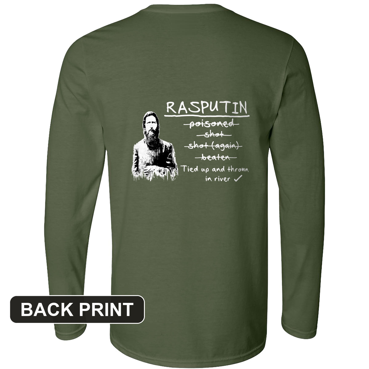 Rasputin Back Print Long Sleeve T-Shirt