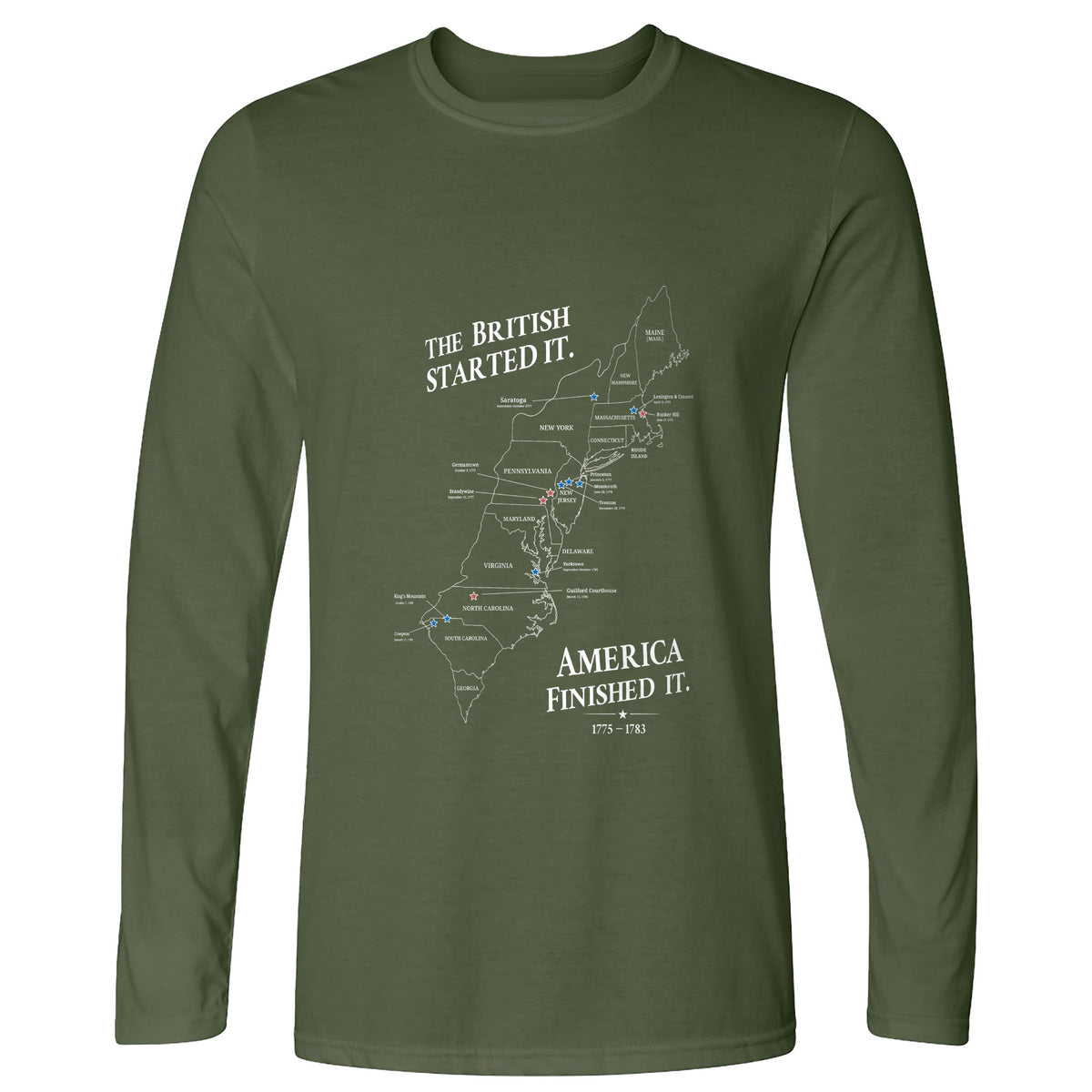Revolutionary War Map Long Sleeve T-Shirt