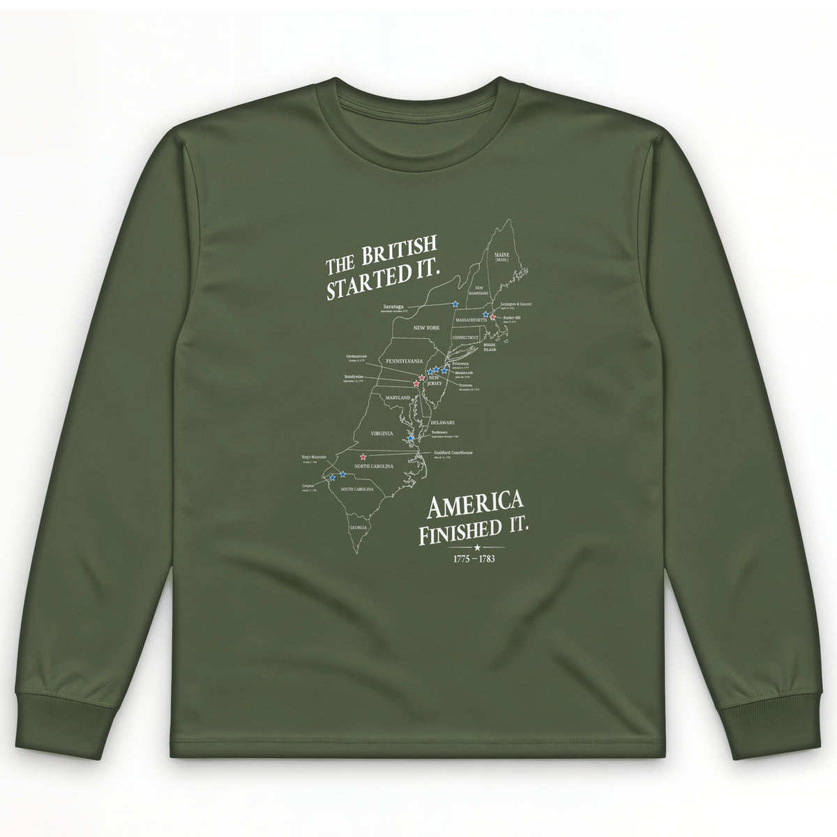 Revolutionary War Map Long Sleeve T-Shirt