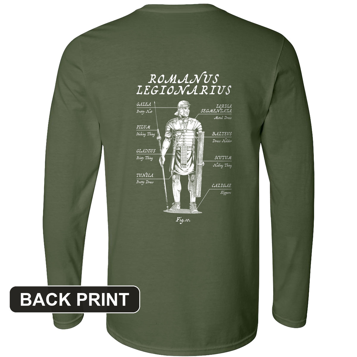 Roman Armor Back Print Long Sleeve T-Shirt