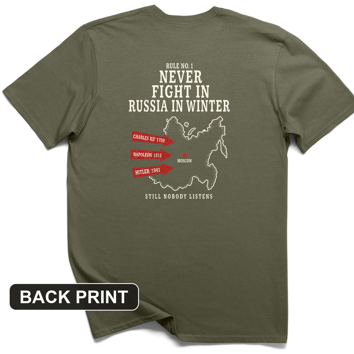 Russia In Winter Back Print T-Shirt