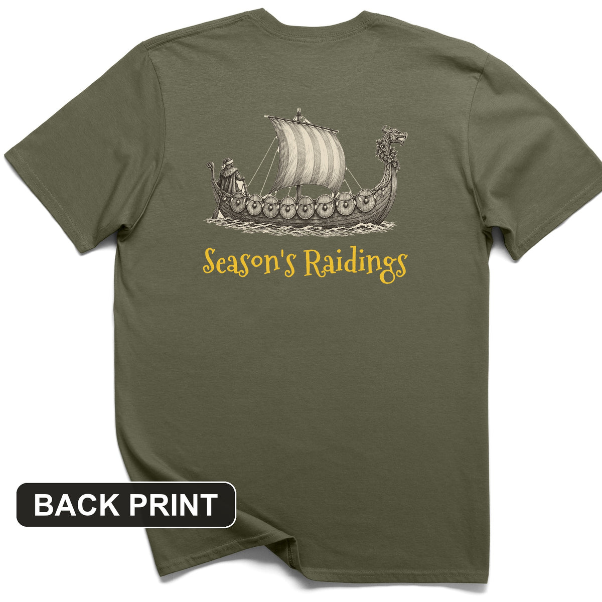 Seasons Raidings Viking Christmas Back Print T-Shirt
