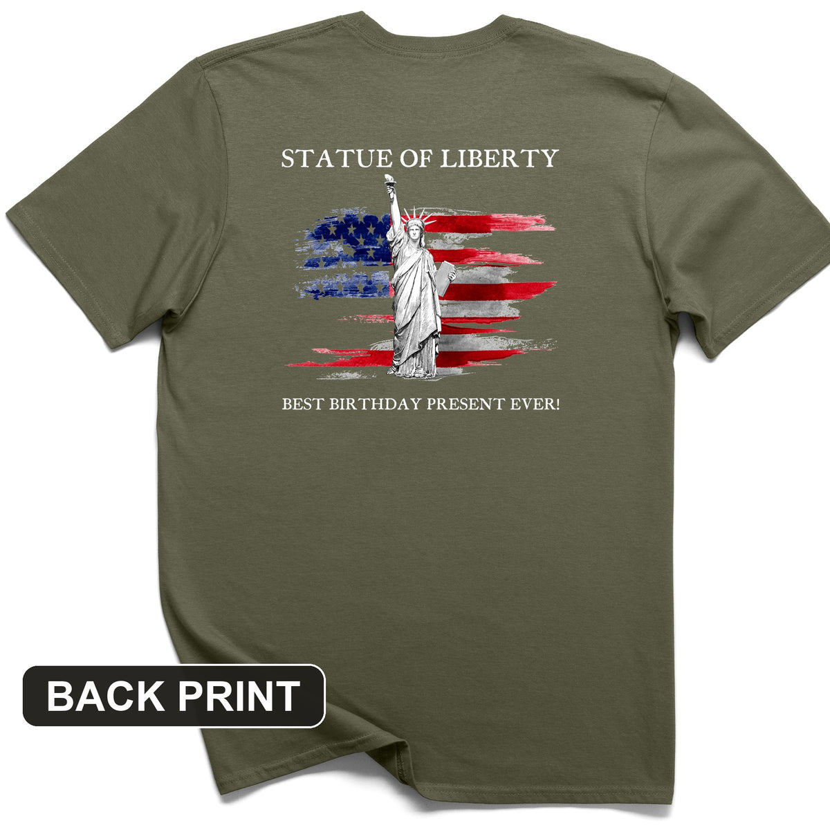 Statue Of Liberty Back Print T-Shirt