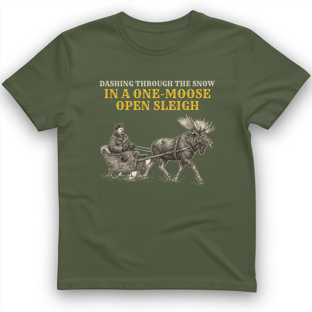 Teddy Roosevelt One Moose Open Sleigh T-Shirt