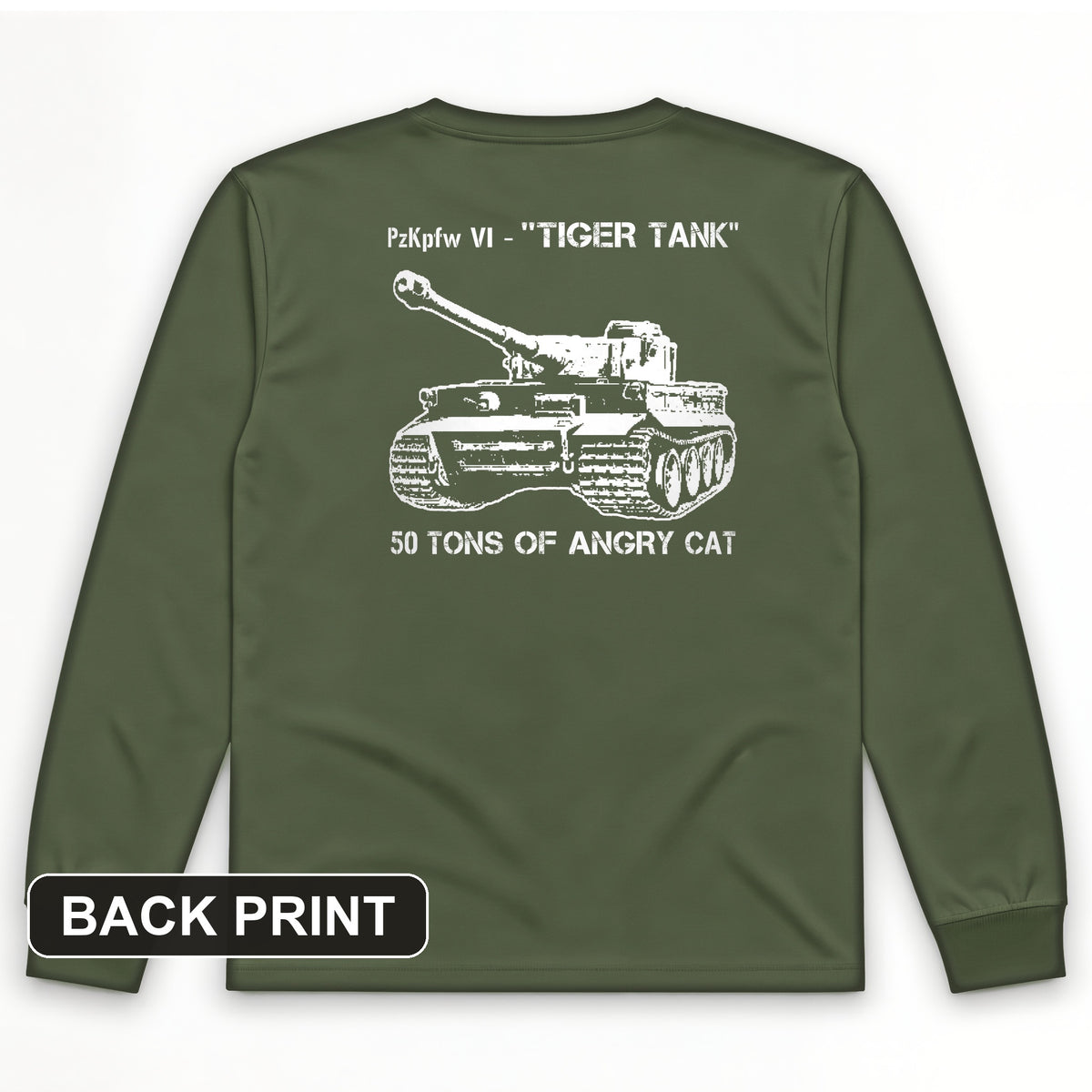 Tiger Tank Back Print Long Sleeve T-Shirt
