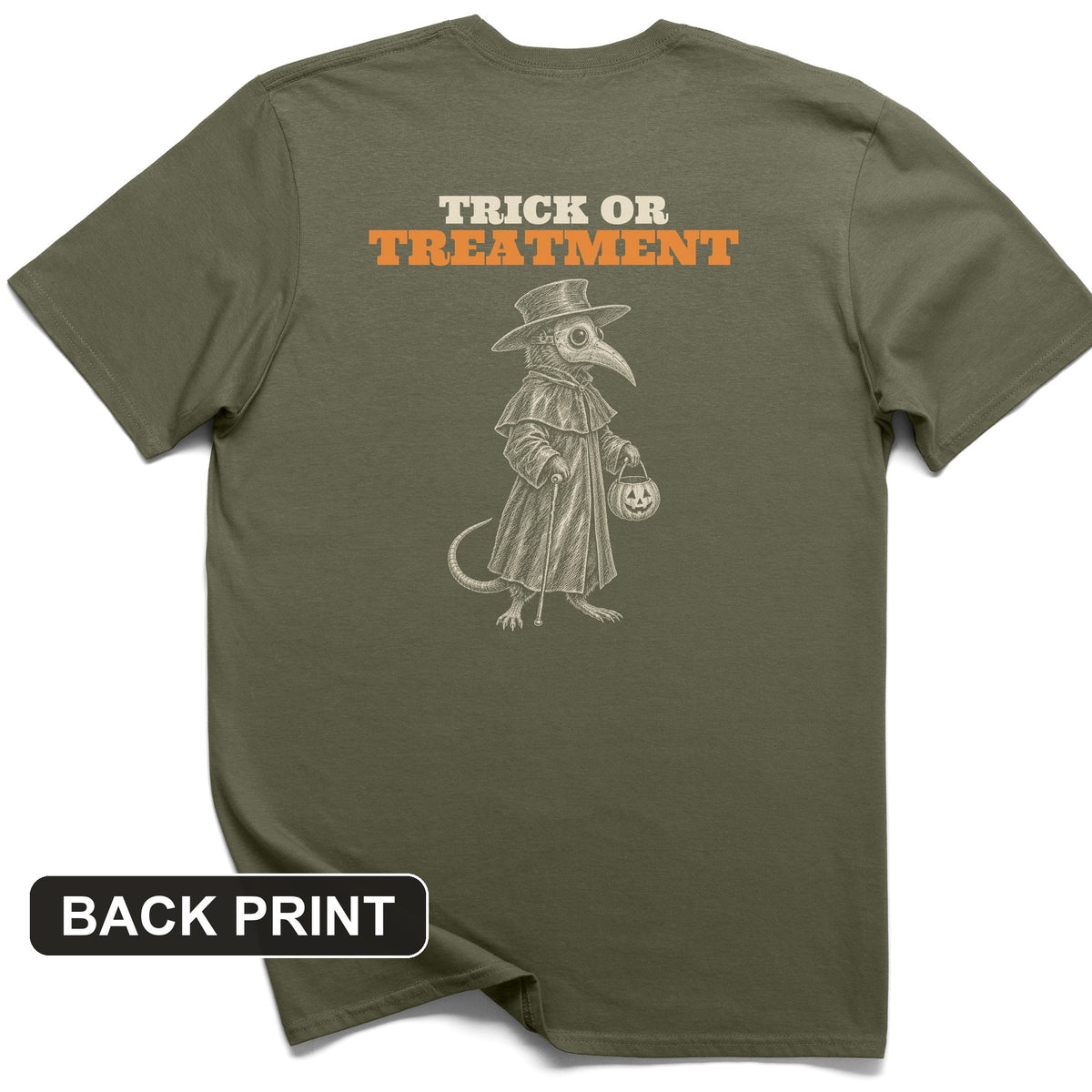 Trick Or Treatment Plague Rat Back Print T-Shirt